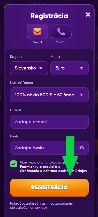 Dokončite registráciu