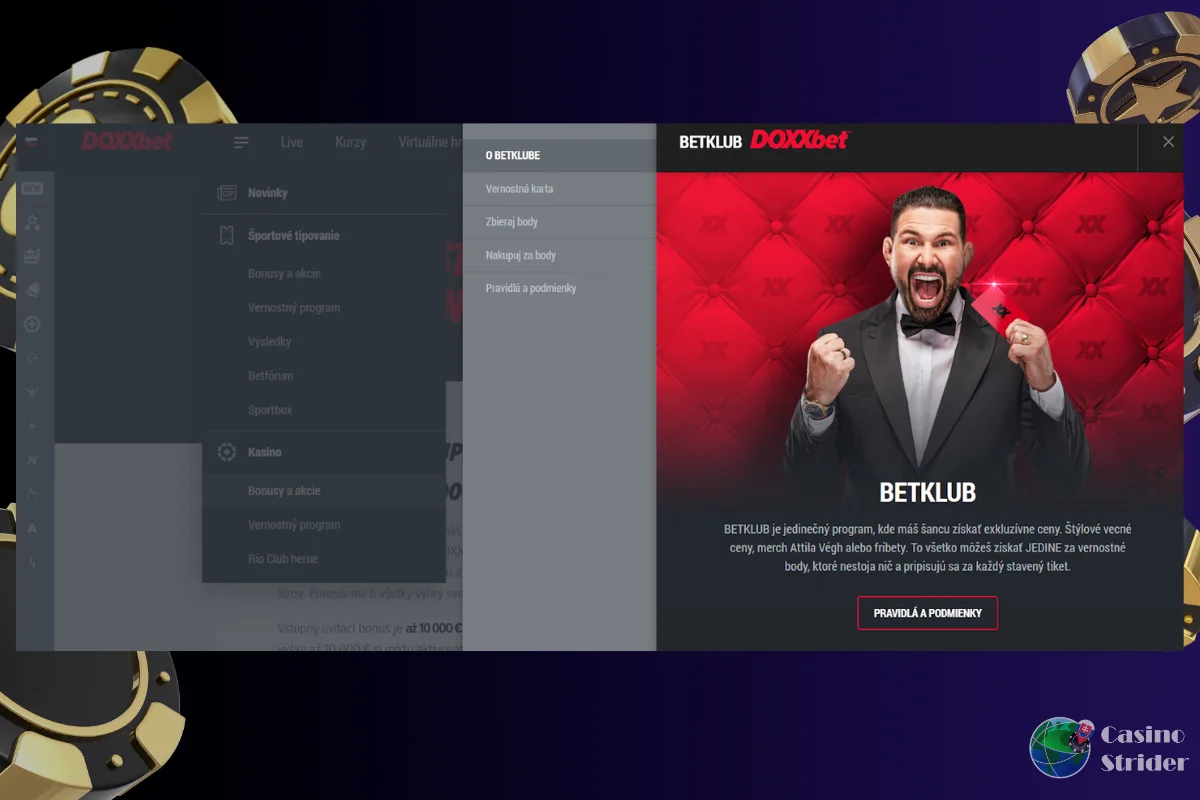 VIP bonusy Doxxbet