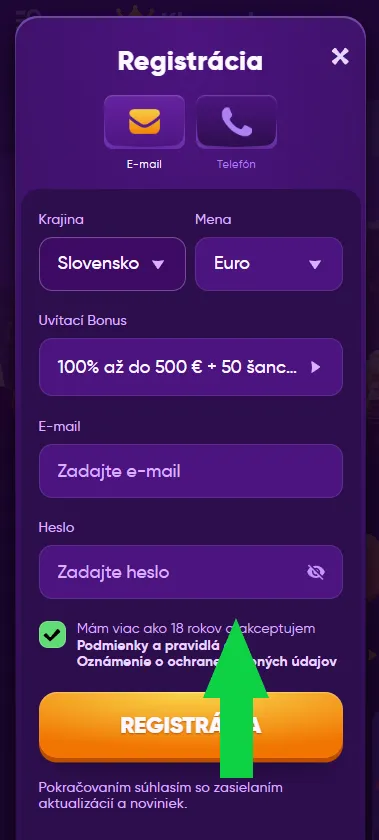 Vytvorte heslo k účtu