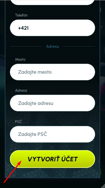 Doplňte osobné údaje