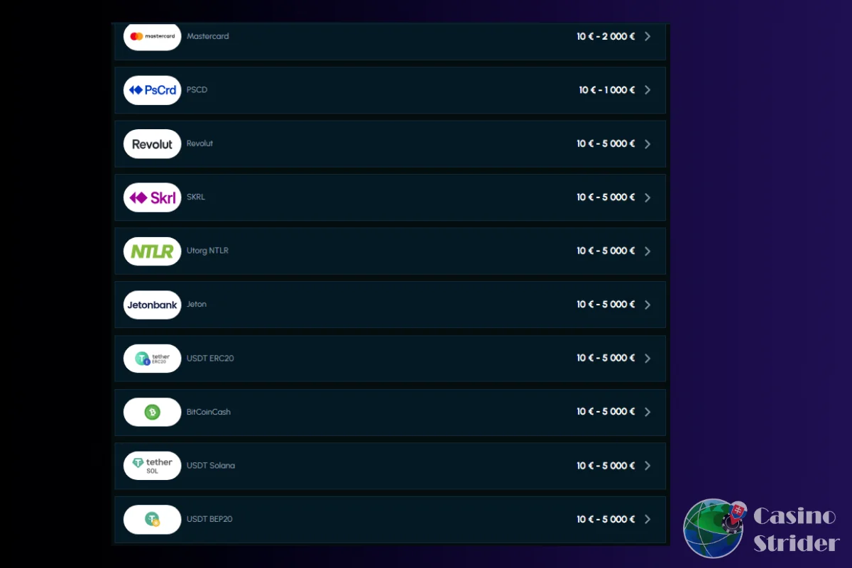 Platobné metódy v Slotexo