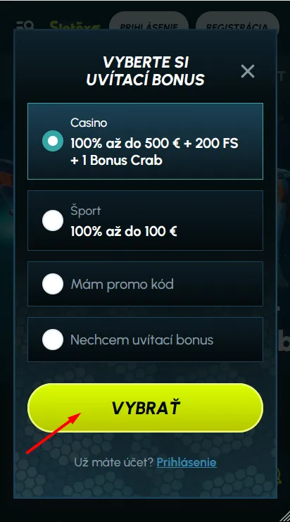 Vyberte bonus