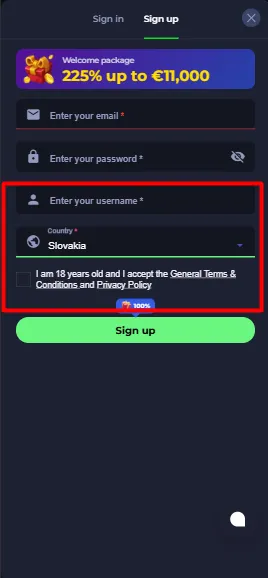 Vyberte štát a potvrďte vek