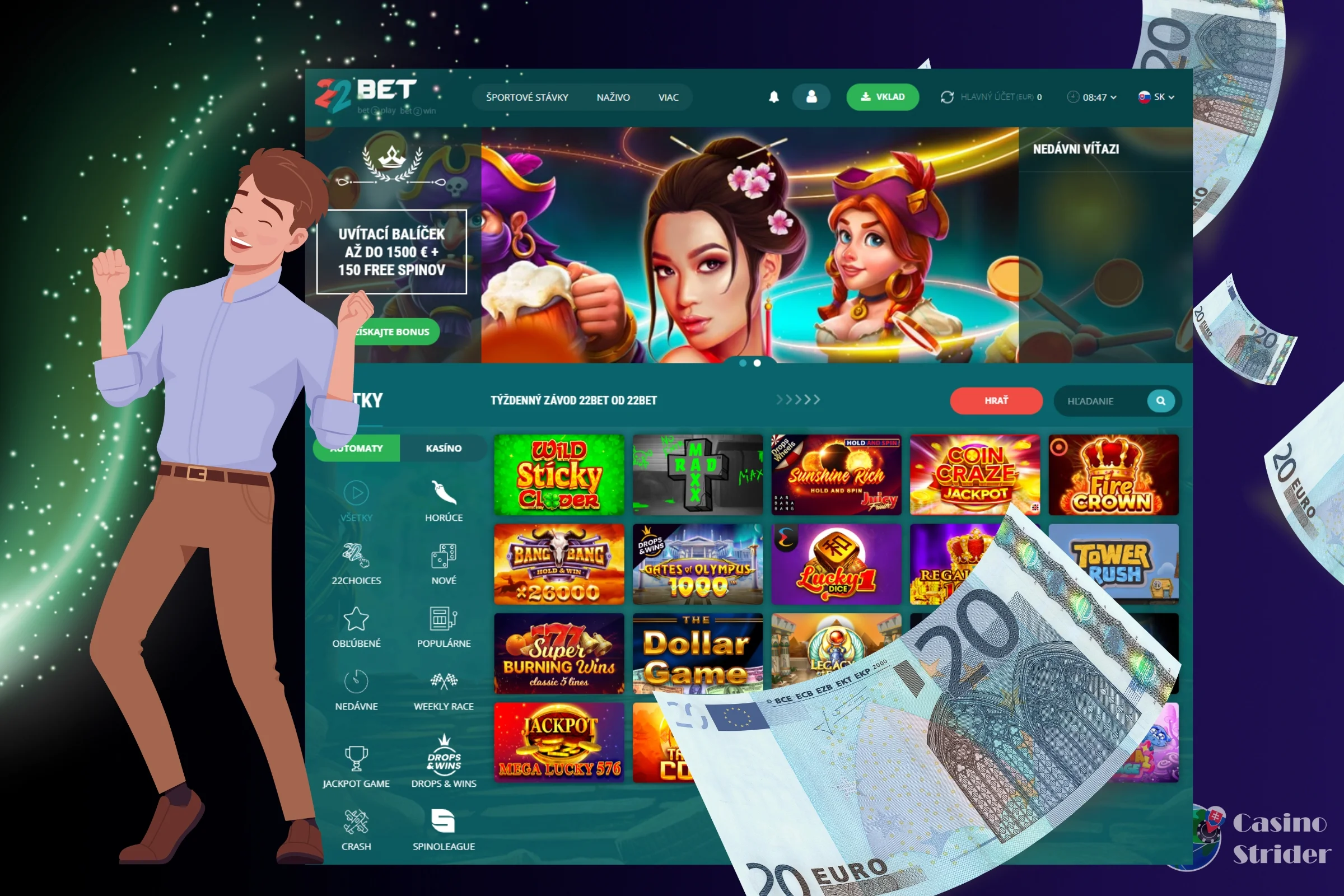 Kasínové automaty s minimálnym vkladom 20 eur