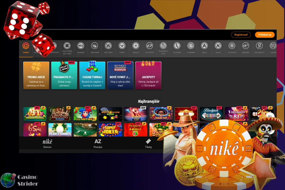 Dostupné hry v kasíne Nike
