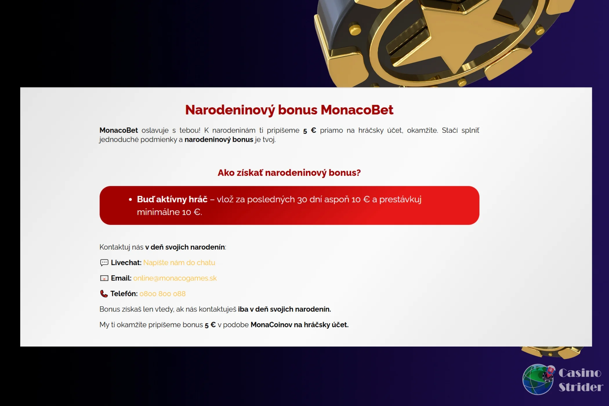 Narodeninový bonus v kasíne