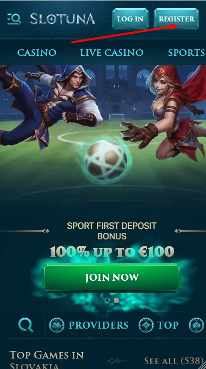 Vstup na stránku casino