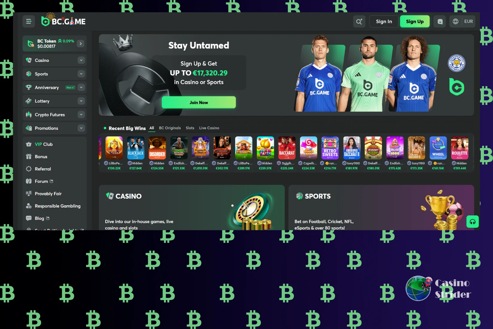 BC Game casino Bitcoin vklad
