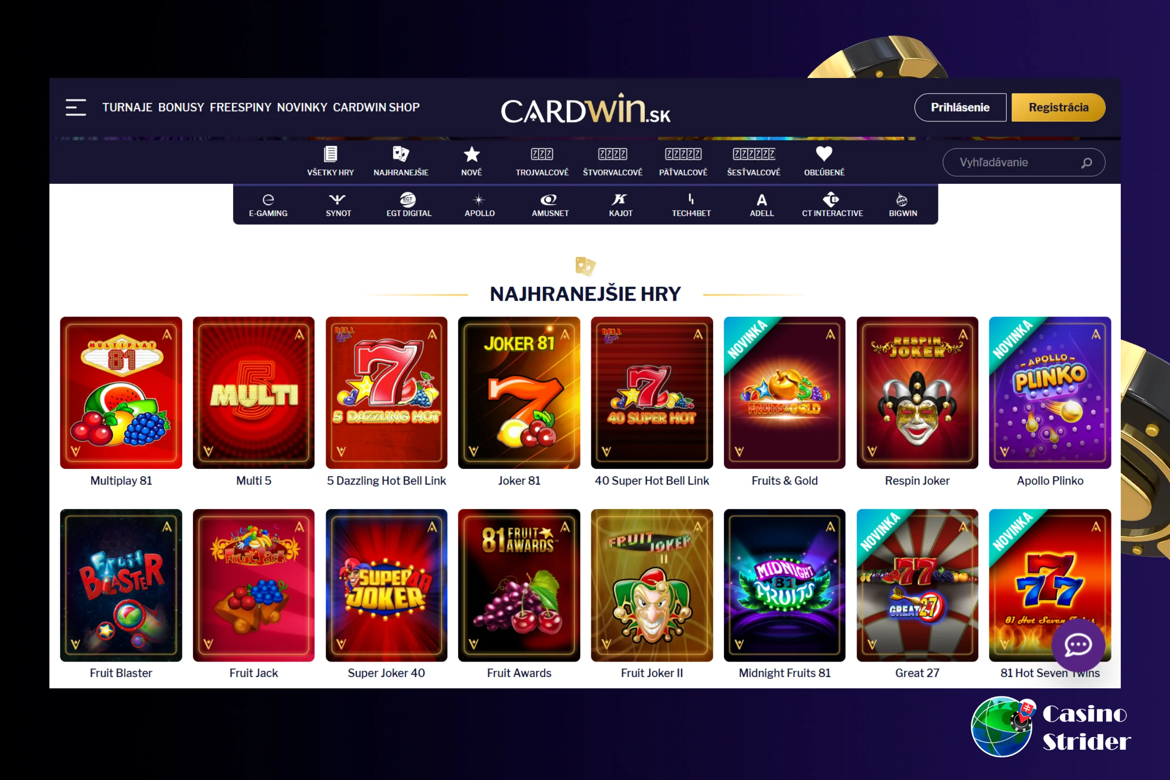 Najobľúbenejšie hry v legálne slovenské online kasína
