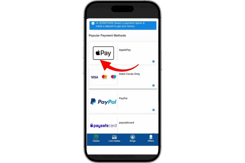 Otvorte stránku pokladne kasína