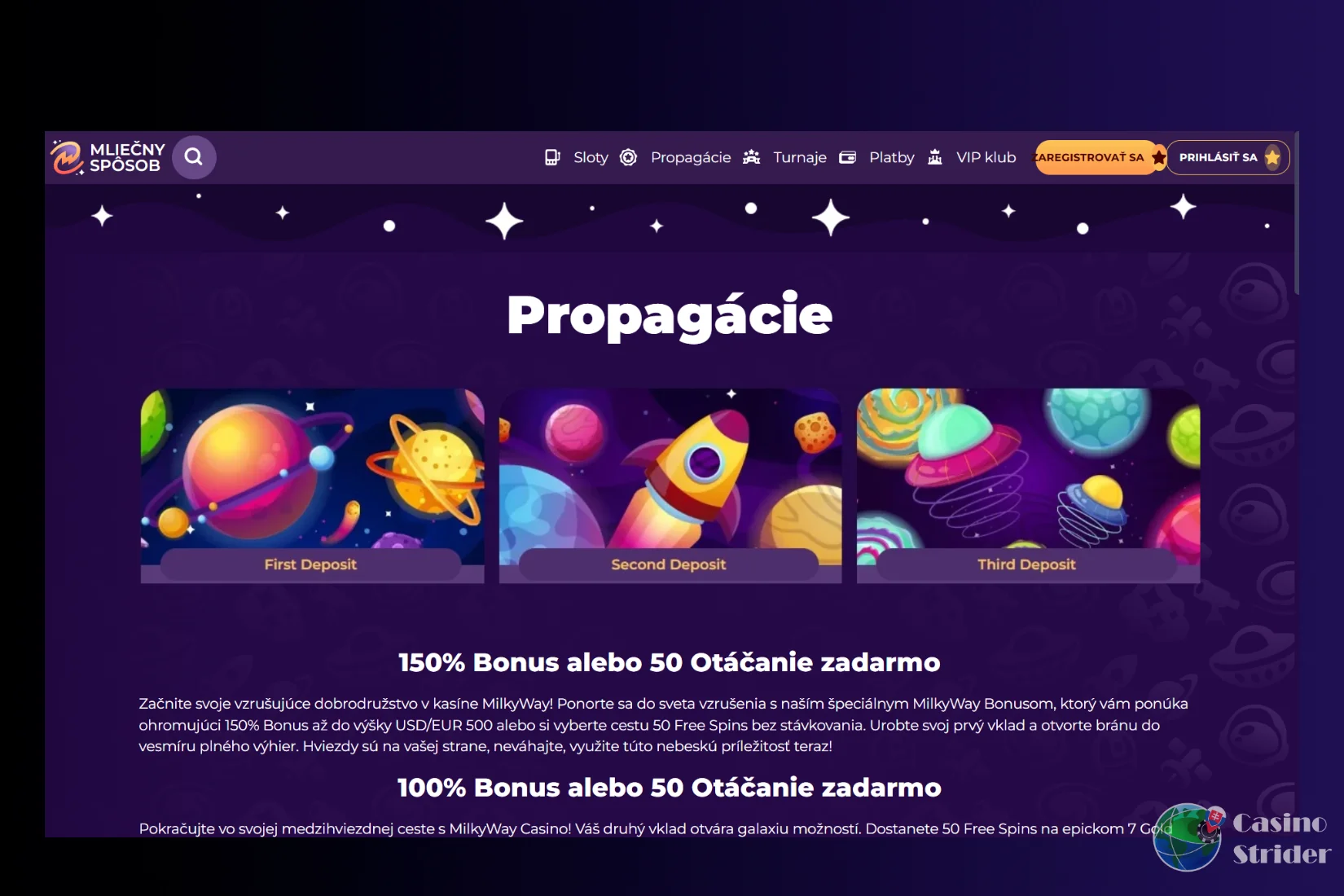 Roztočenia pre vklad do kasína