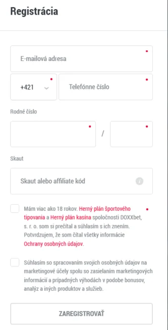 Založ si účet a vyplň formulár