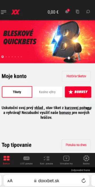 Získaj bonus doxxbet