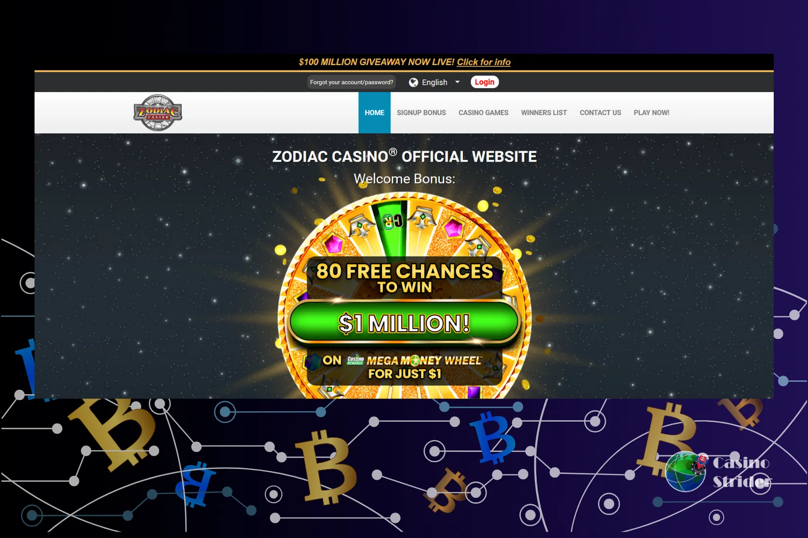 Zodiac Casino Bitcoin kasíno vklad