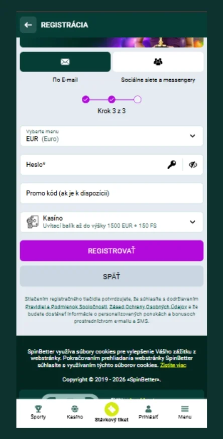 Dokončenie registráciu