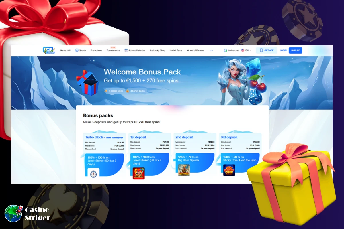 Ice Casino registračný bonus €20