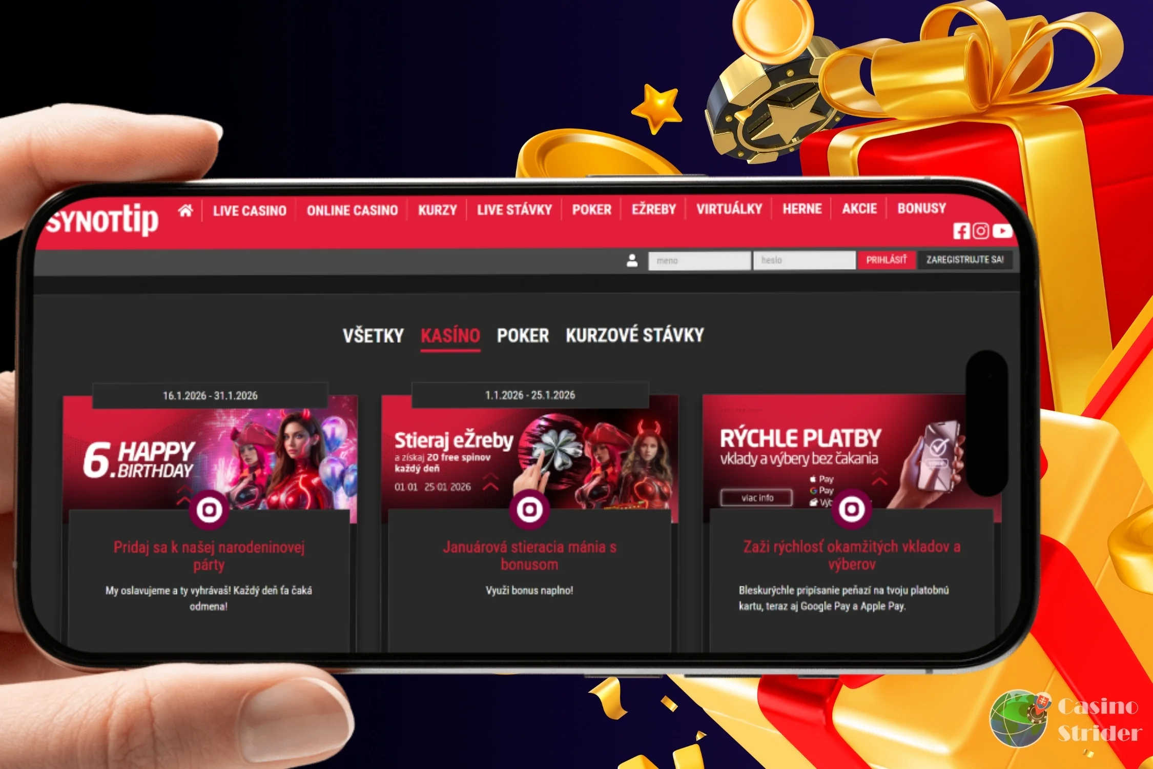 Najlepšie bonusy v kasíne GoPay