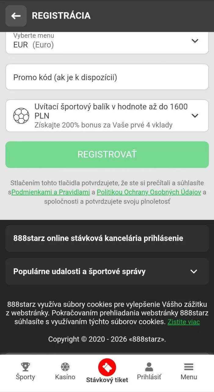 Súhlaste s podmienkami kasína 888starz