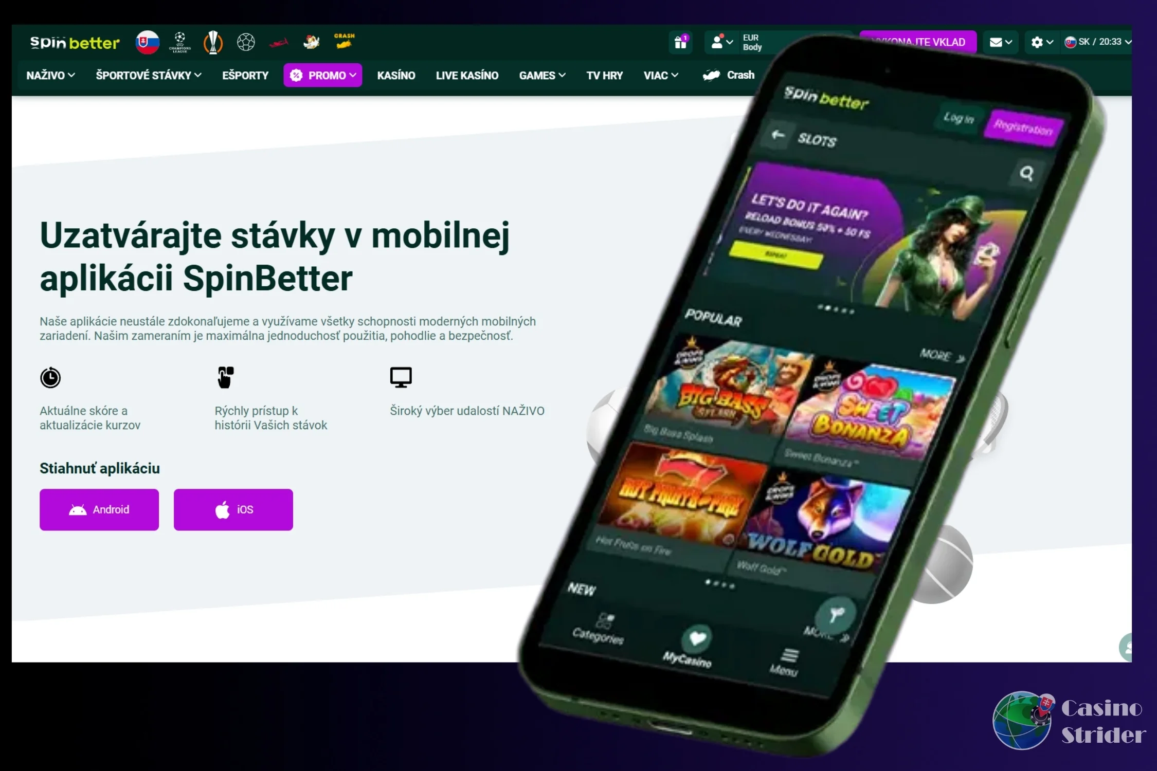SpinBetter mobilné kasíno pre Slovákov