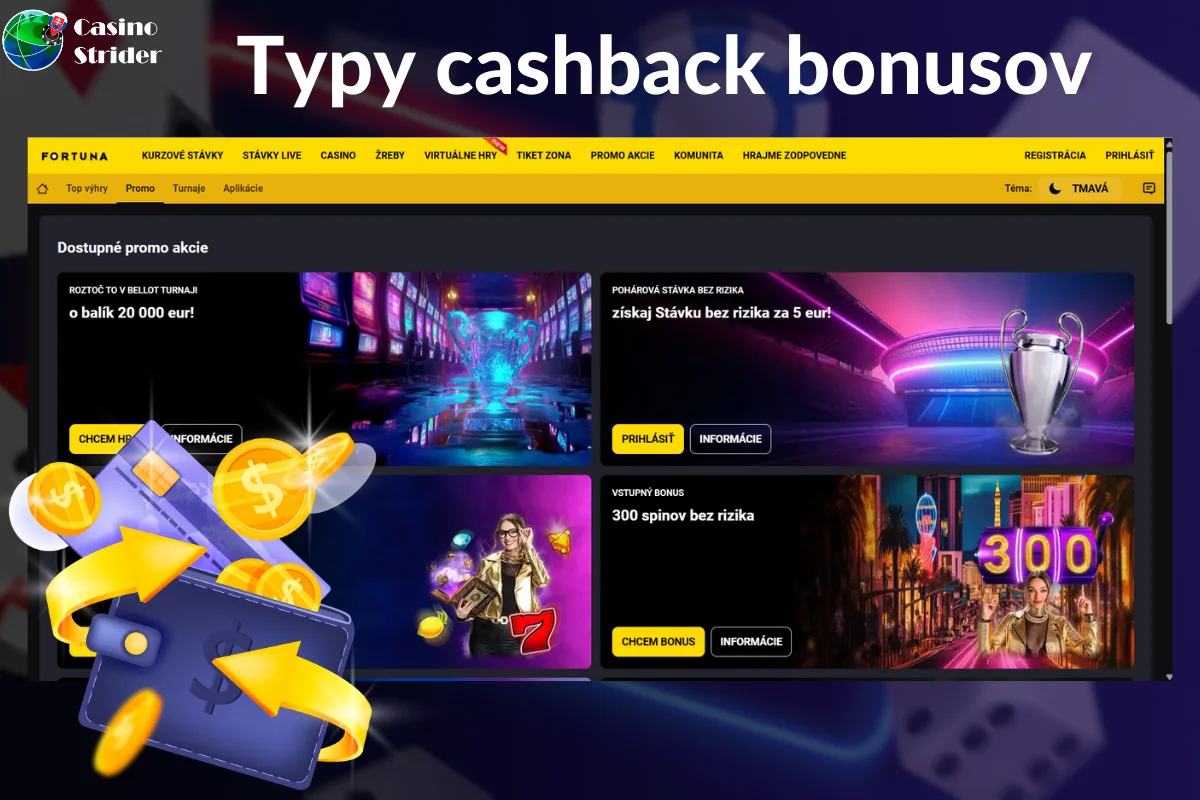 Typy cashback bonusov