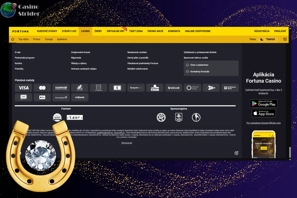 Vklady a výbery v kasíne Fortuna