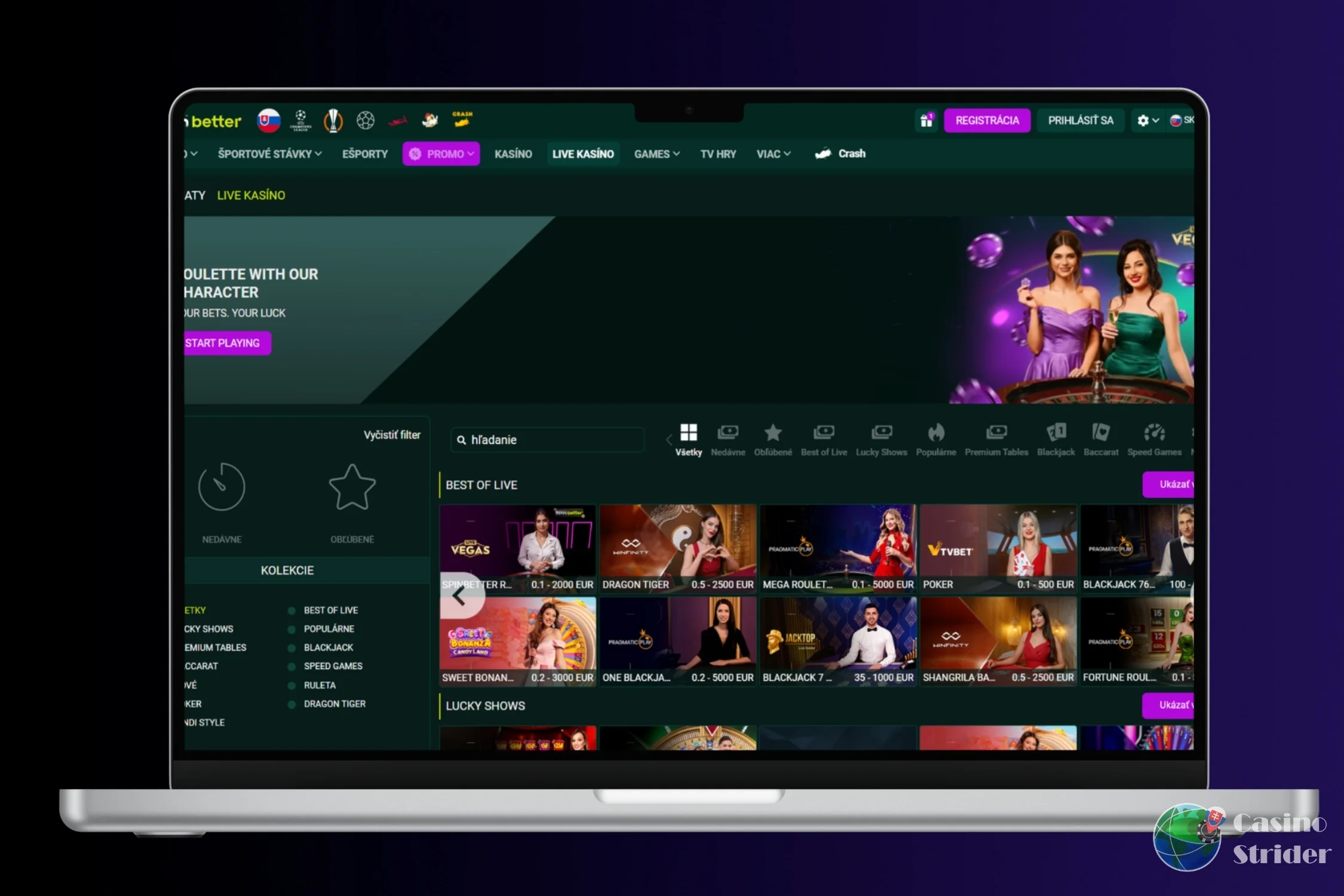 Živé kasíno SpinBetter