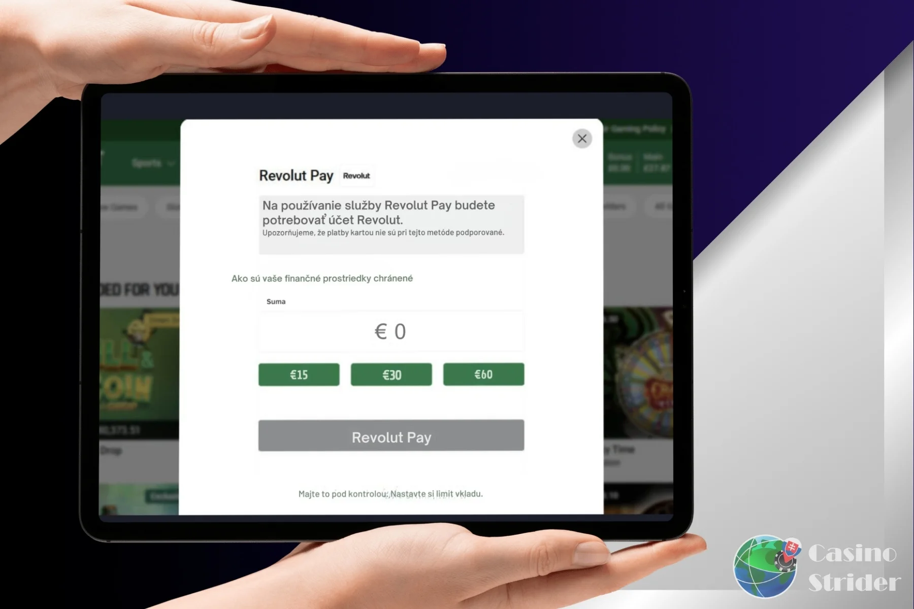 Ako vkladať peniaze cez Revolut v online kasíne