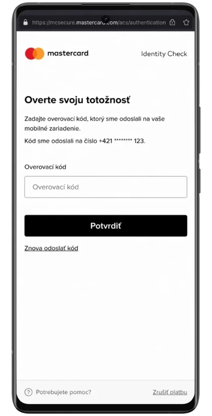 Dokončite overenie 3D Secure