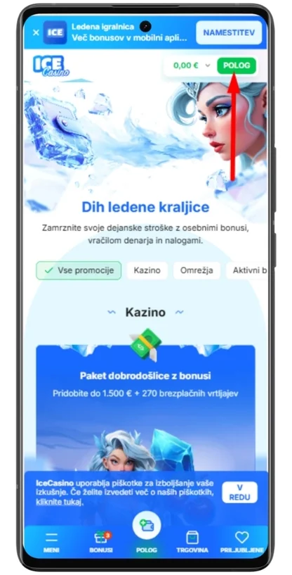 Prejdite do sekcie pokladne