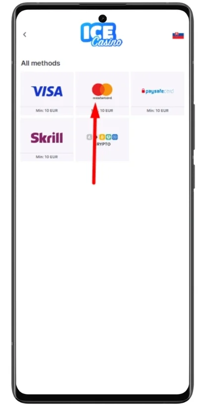 Vyberte Mastercard ako platobnú metód